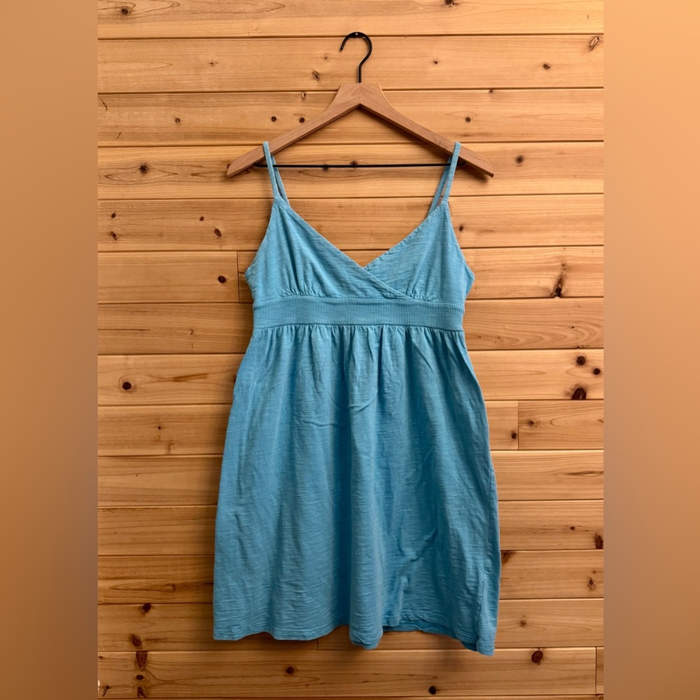 Y2K Old Navy Size Small Babydoll Bright Blue Strappy Cotton Mini Dress
